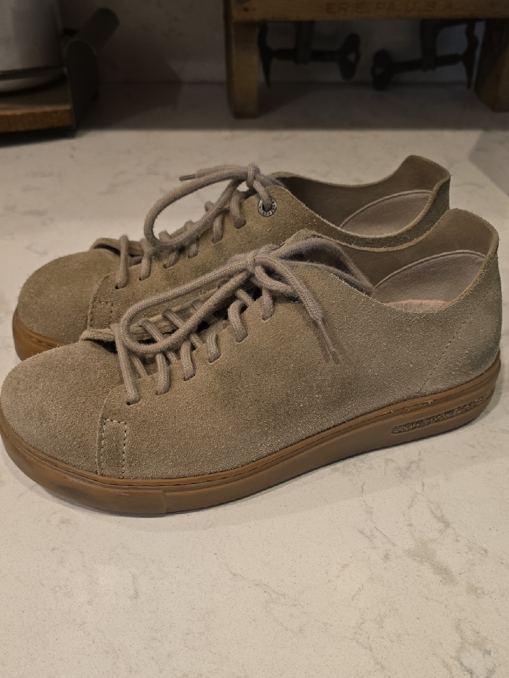 Birkenstock Casual Suede Lace-Up Sneakers in Taupe